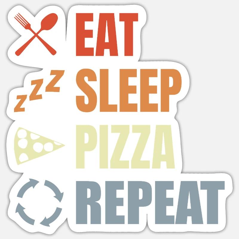 Manger Pizza Dormir Répéter - Sticker taille S (10 x 10 cm) - blanc mat