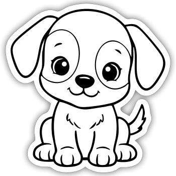 Süßes Baby-Hund – Schwarz-weißer Welpe - Sticker Größe S (10 x 10 cm) - Mattweiß - Vorne