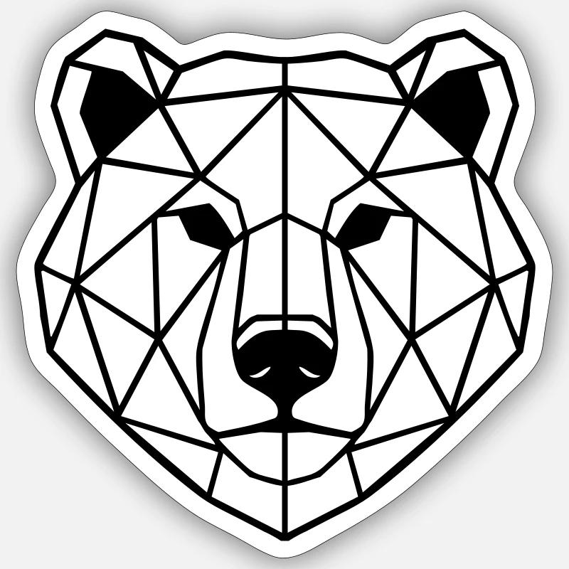 Bär Polygon - Sticker Größe S (10 x 10 cm) - Mattweiß