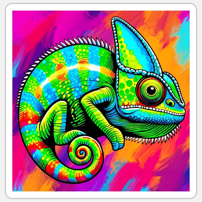 caméléon - Sticker taille S (10 x 10 cm) - blanc mat
