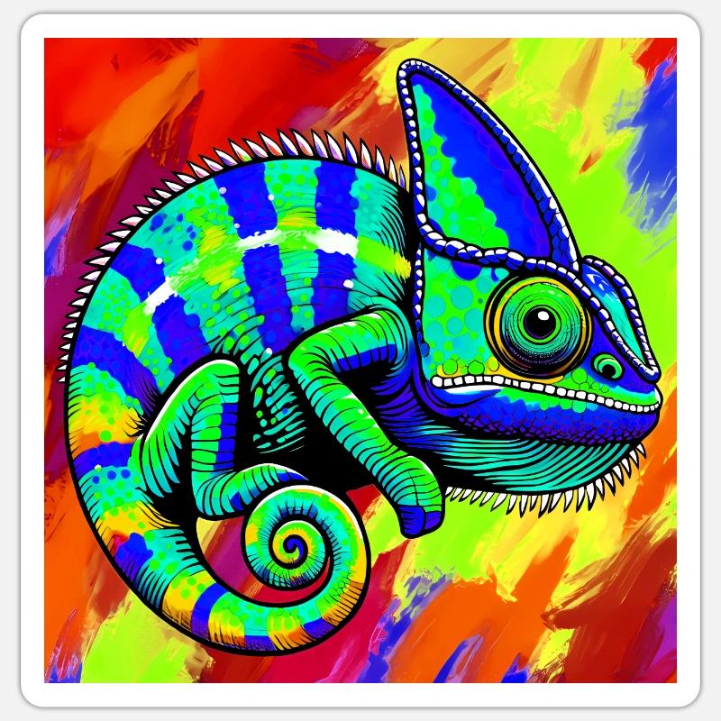 caméléon - Sticker taille S (10 x 10 cm) - blanc mat