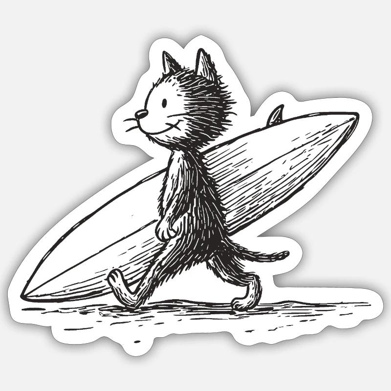 Sürfkätzchen - Sticker size S (10 x 10 cm) - white matte