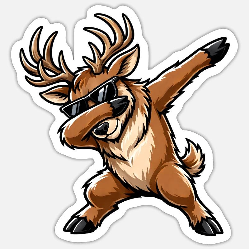 Dabbing Deer - Sticker size S (10 x 10 cm) - white matte
