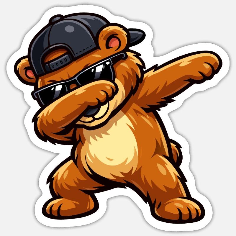 Dabbing Bear - Sticker Größe S (10 x 10 cm) - Mattweiß