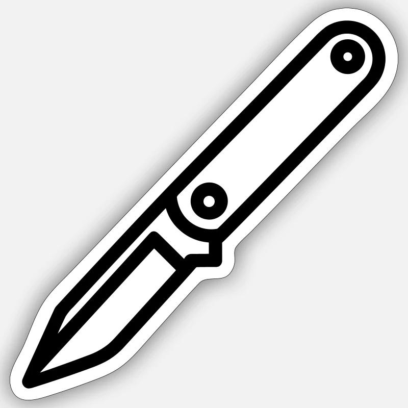 couteau - Sticker taille S (10 x 10 cm) - blanc mat