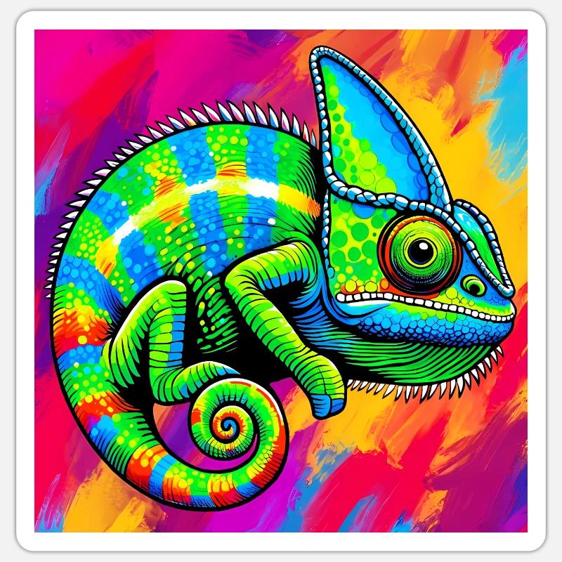 caméléon - Sticker taille S (10 x 10 cm) - blanc mat