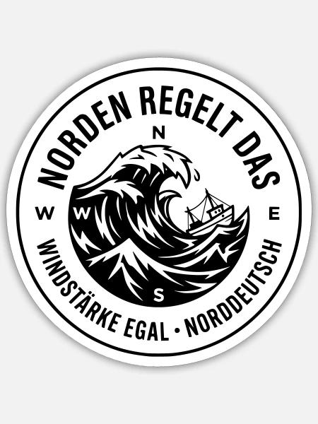 Norden regelt das Kompass Norddeutsch - Sticker Größe S (10 x 10 cm) - Mattweiß
