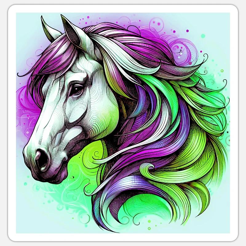 cheval - Sticker taille S (10 x 10 cm) - blanc mat