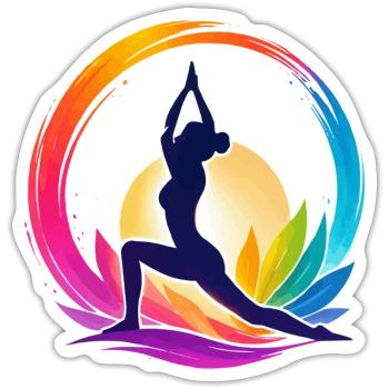Colorful yoga in the circle of the sun - Sticker size S (10 x 10 cm) - white matte - Front