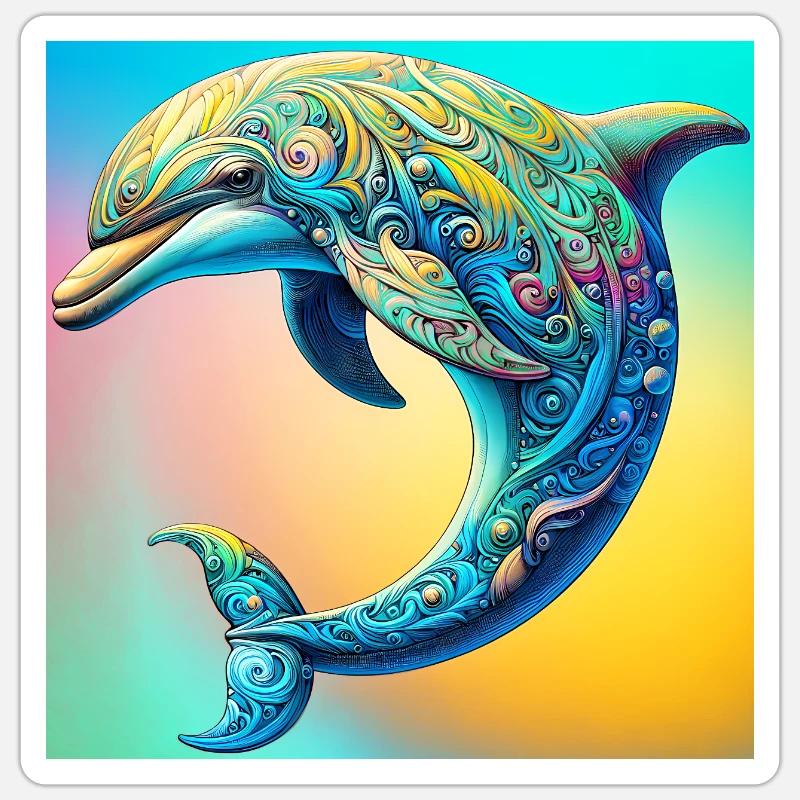 Delfin - Sticker Größe S (10 x 10 cm) - Mattweiß