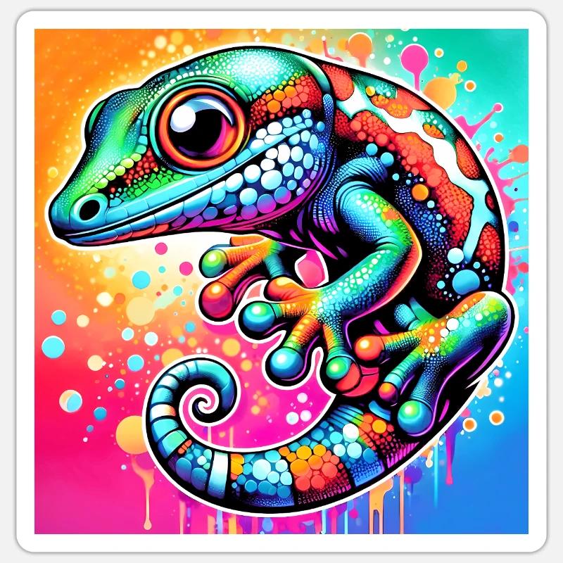 Gecko - Sticker taille S (10 x 10 cm) - blanc mat