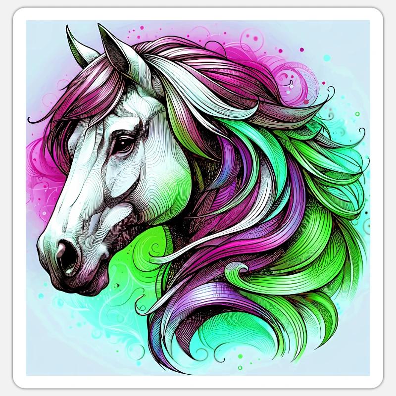 Pferd - Sticker Größe S (10 x 10 cm) - Mattweiß