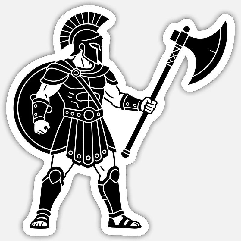 Soldat Grèce - Sticker taille S (10 x 10 cm) - blanc mat