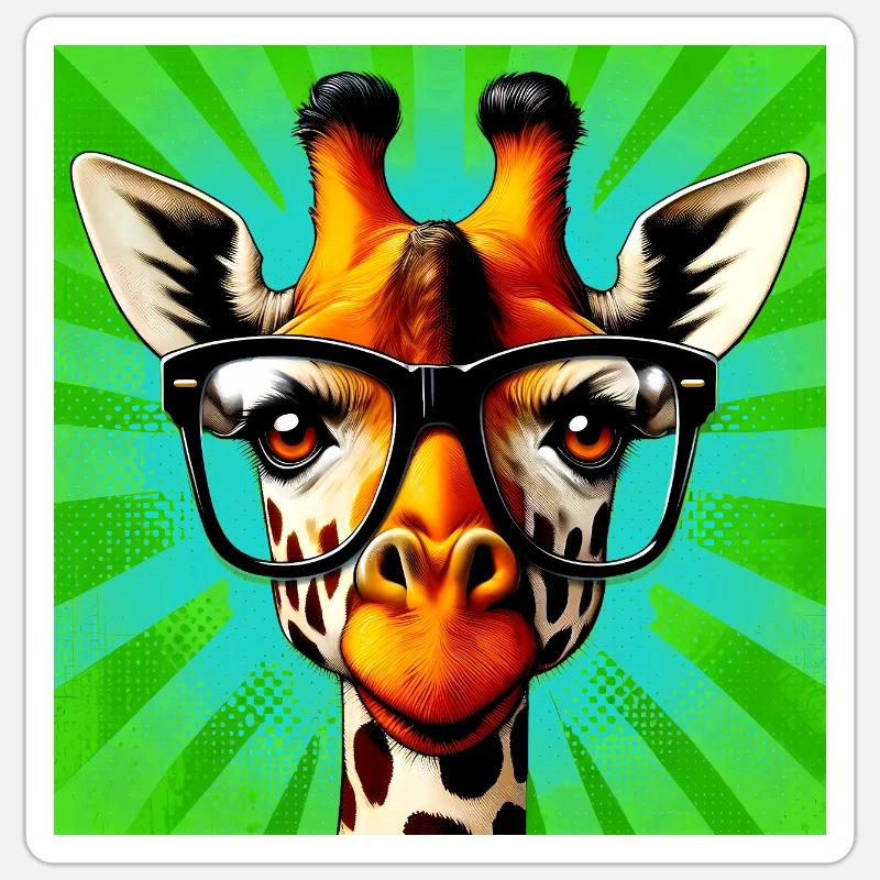 girafe - Sticker taille S (10 x 10 cm) - blanc mat