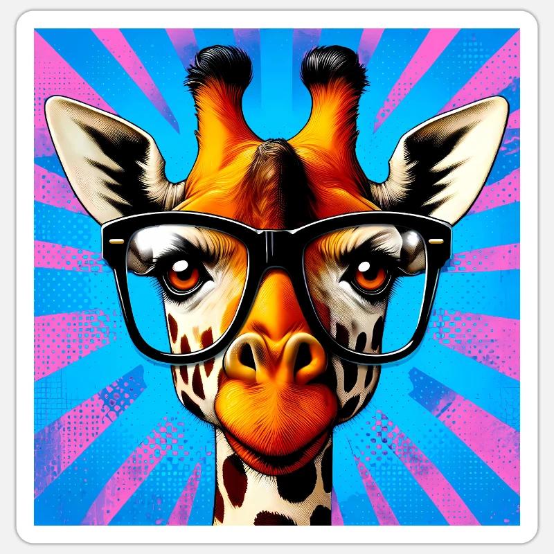 girafe - Sticker taille S (10 x 10 cm) - blanc mat