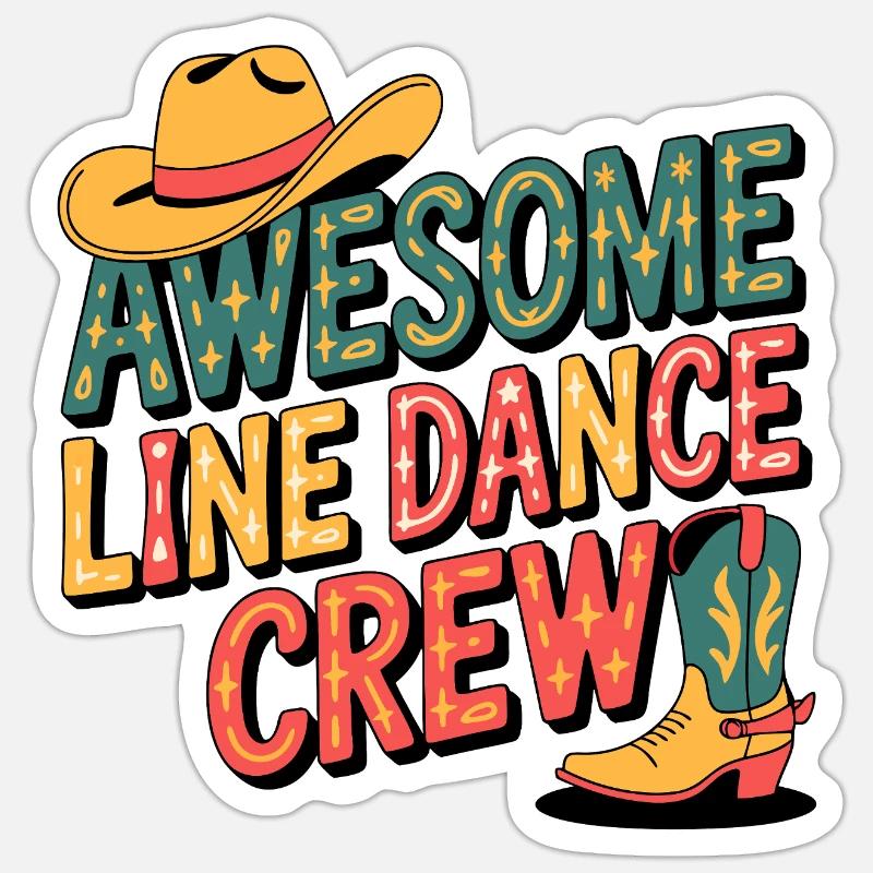 Awesome Line Dance Crew - Sticker size S (10 x 10 cm) - white matte