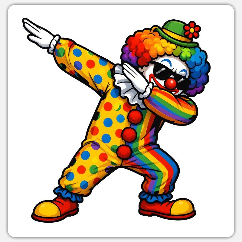 Dabbing Clown - Sticker size S (10 x 10 cm) - white matte