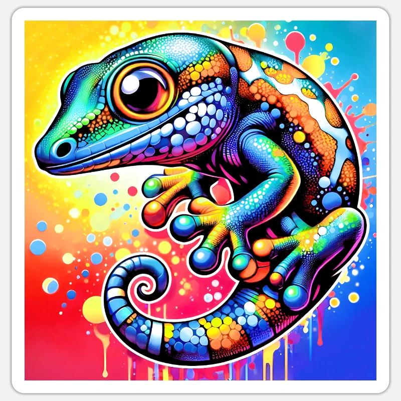 Gecko - Sticker taille S (10 x 10 cm) - blanc mat