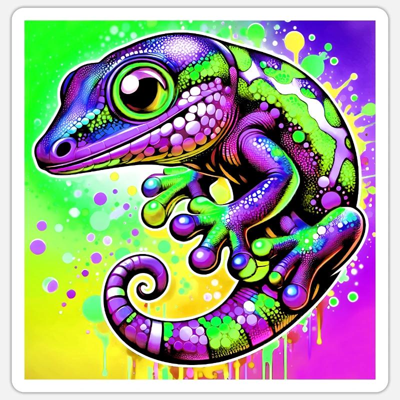 Gecko - Sticker Größe S (10 x 10 cm) - Mattweiß
