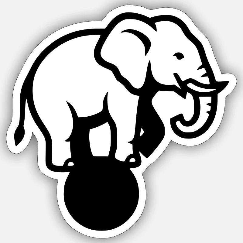 Elephant Ball Circus Acrobatics - Sticker size S (10 x 10 cm) - white matte