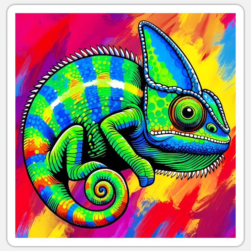 caméléon - Sticker taille S (10 x 10 cm) - blanc mat