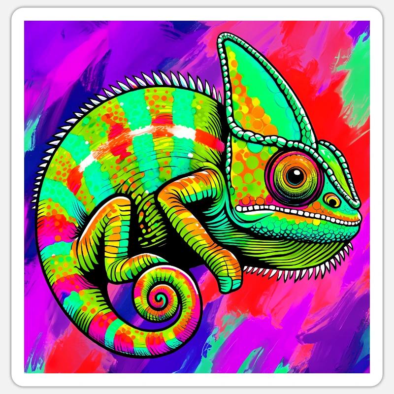 caméléon - Sticker taille S (10 x 10 cm) - blanc mat