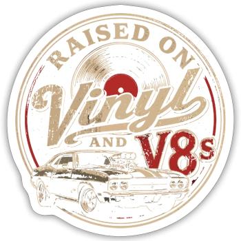 Leidenschaft für Vinyl- und V8-Autos - Sticker Größe S (10 x 10 cm) - Mattweiß - Vorne