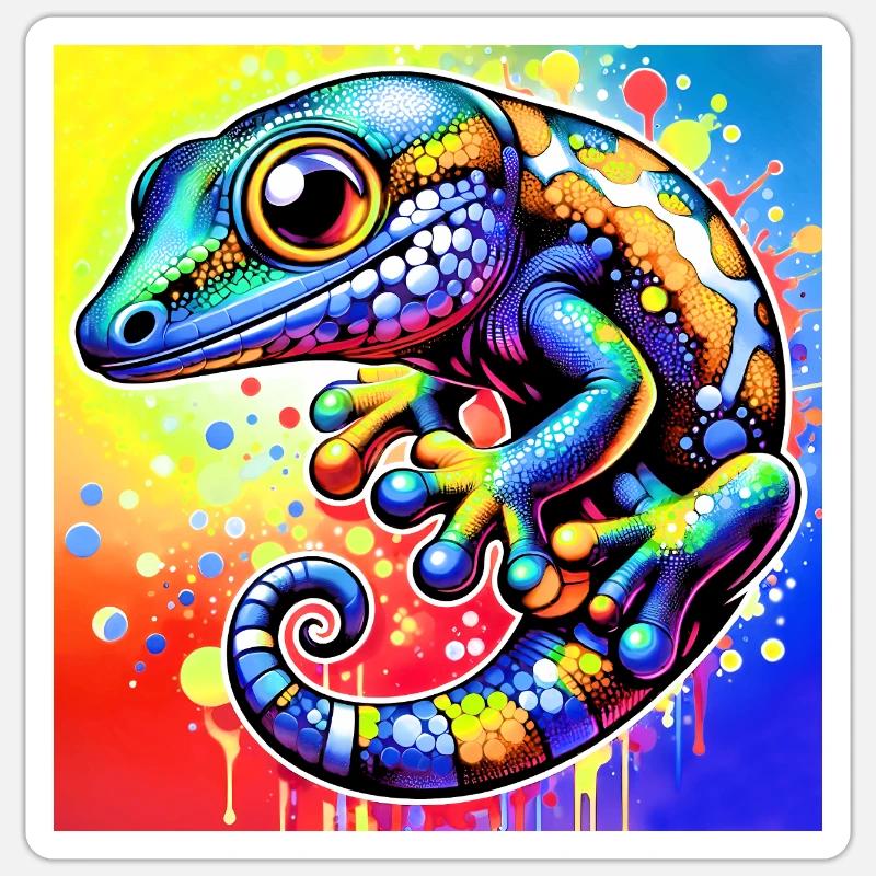 Gecko - Sticker Größe S (10 x 10 cm) - Mattweiß
