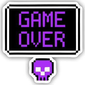 Game Over Skull Pixel Art - Sticker size S (10 x 10 cm) - white matte - Front
