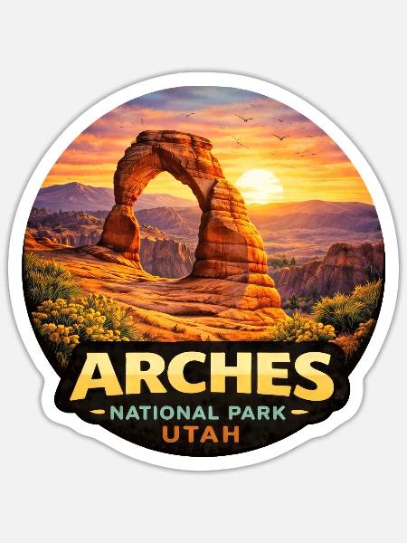 Arches Nationalpark Utah Delicate Arch - Sticker Größe S (10 x 10 cm) - Mattweiß