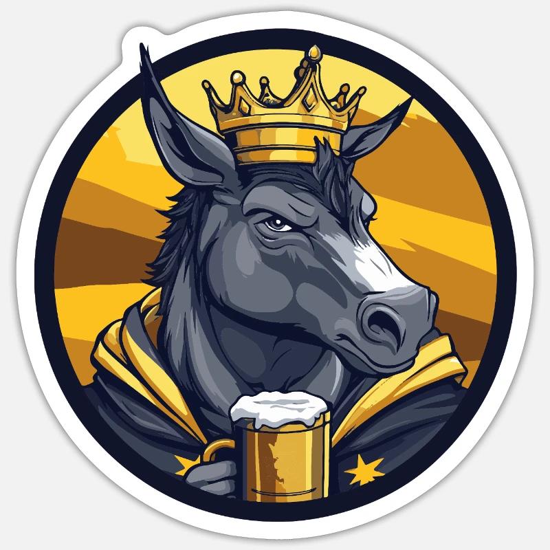 Donkey Beer Funny - Sticker size S (10 x 10 cm) - white matte