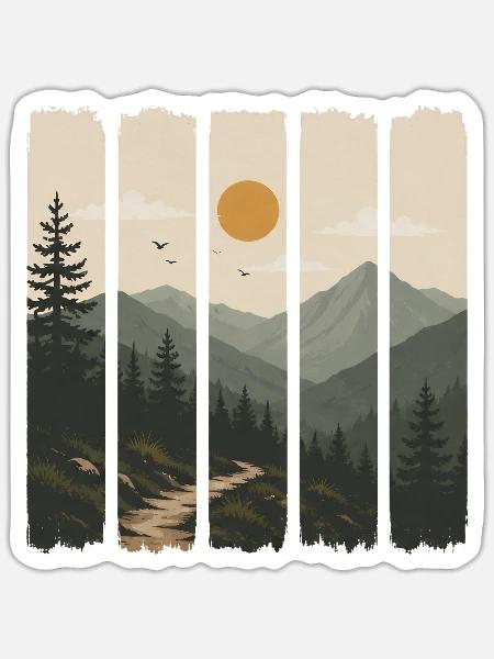 Waldpanorama in Sonnenpaneelen - Sticker Größe S (10 x 10 cm) - Mattweiß