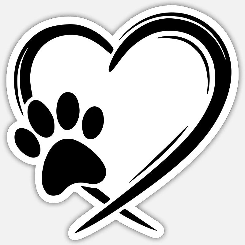 Patte Coeur - Sticker taille S (10 x 10 cm) - blanc mat