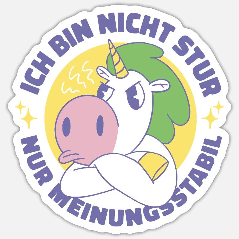 Einhorn Stur HP - Sticker Größe S (10 x 10 cm) - Mattweiß