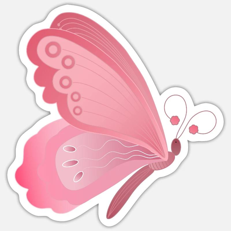 Conception d’ailes de papillon rose - Sticker taille S (10 x 10 cm) - blanc mat
