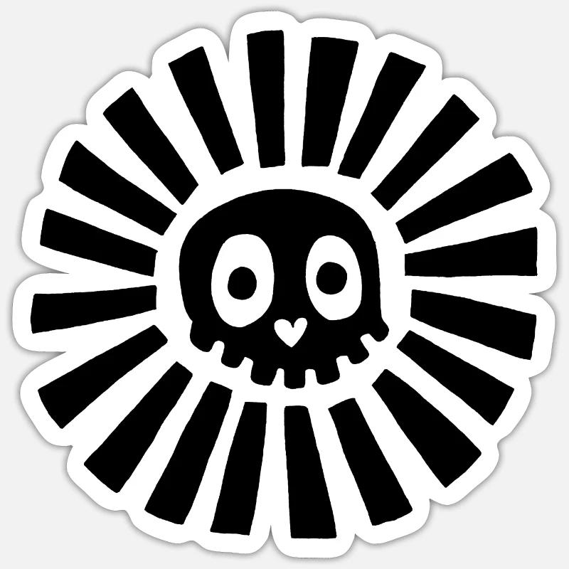 Schwarzer Sonnenschädel - Sticker Größe S (10 x 10 cm) - Mattweiß
