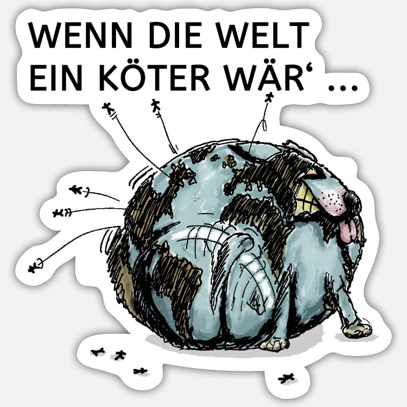 Weltköter - Sticker Größe S (10 x 10 cm) - Mattweiß