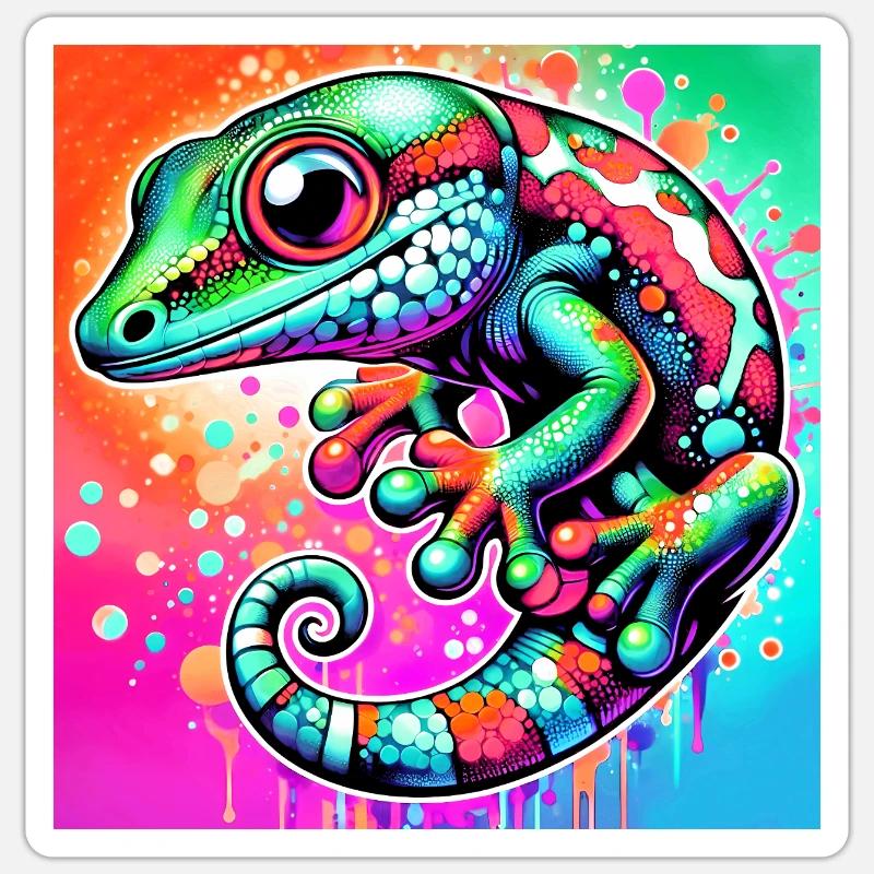 Gecko - Sticker taille S (10 x 10 cm) - blanc mat