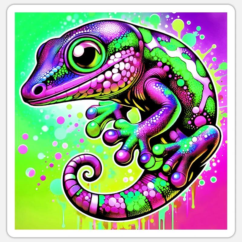 Gecko - Sticker taille S (10 x 10 cm) - blanc mat