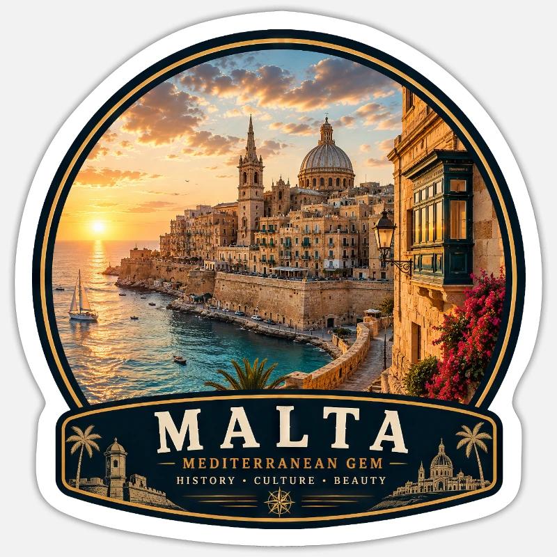 Malte Valette Vacances coloniales Méditerranéenne - Sticker taille S (10 x 10 cm) - blanc mat