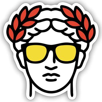 Römische Statue Sonnenbrille Antike Kunst - Sticker Größe S (10 x 10 cm) - Mattweiß - Vorne