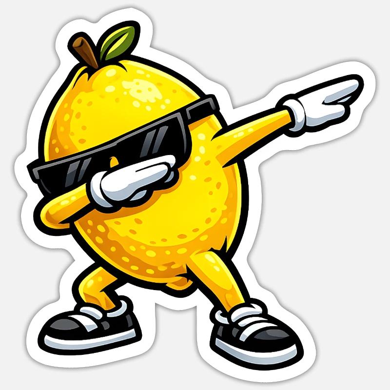 Dabbing Zitrone - Sticker Größe S (10 x 10 cm) - Mattweiß