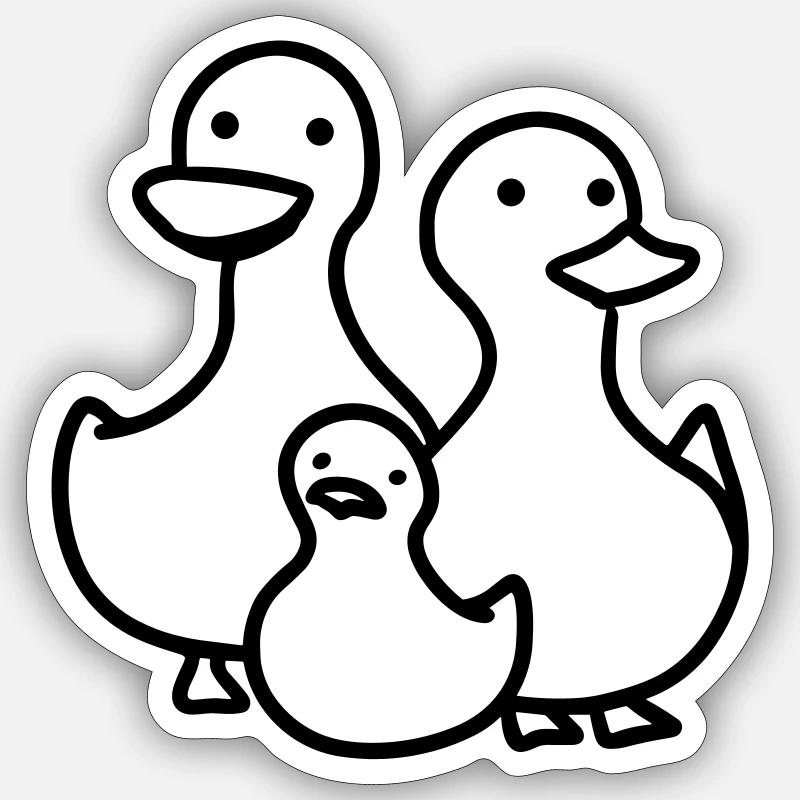 Entenfamilie - Sticker Größe S (10 x 10 cm) - Mattweiß