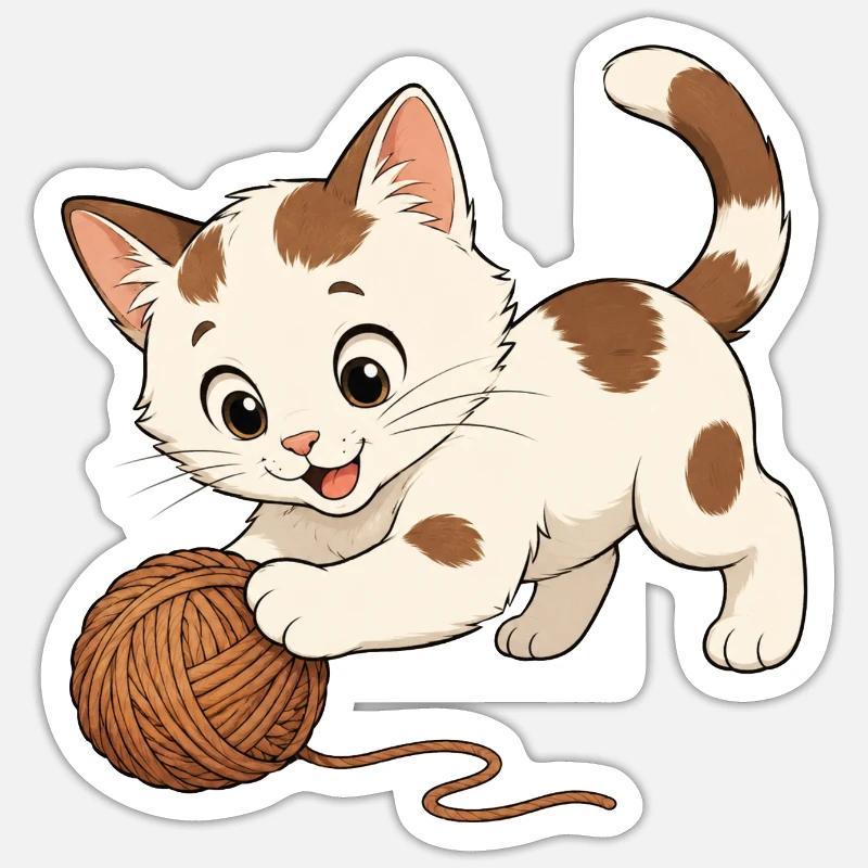 Des jeux de chaton - Sticker taille S (10 x 10 cm) - blanc mat