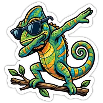 Dabbing Chameleon - Sticker size S (10 x 10 cm) - white matte - Front