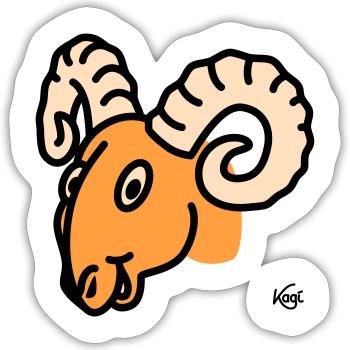 Widder groß - Sticker Größe S (10 x 10 cm) - Mattweiß - Vorne