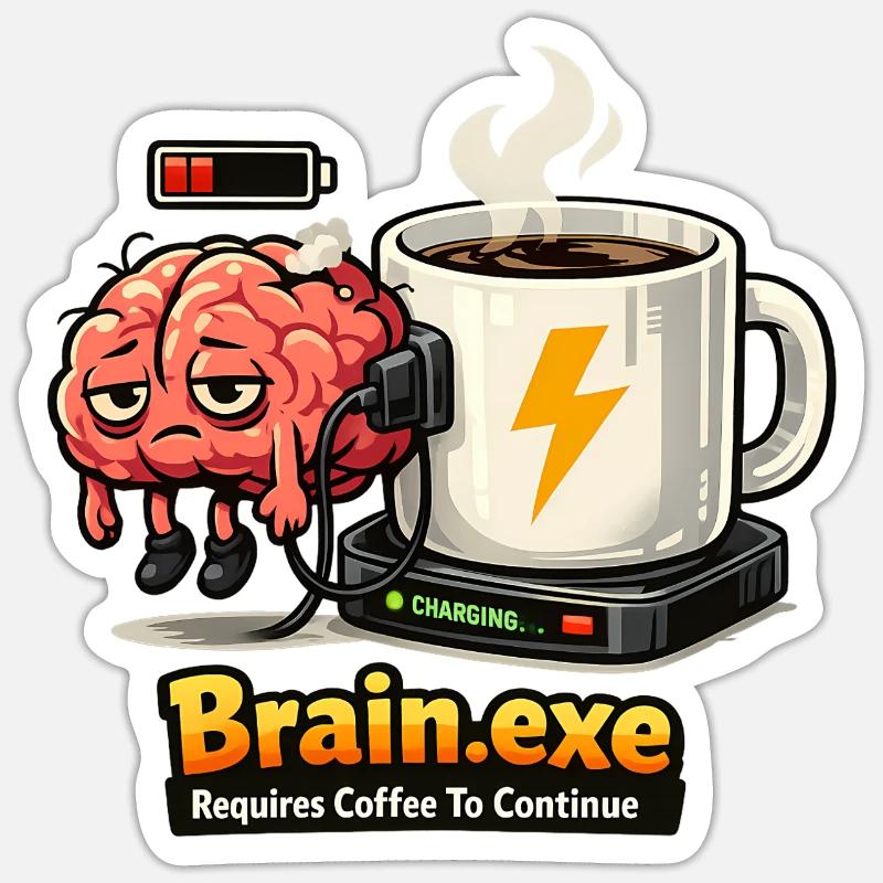 Coffee-driven brain - Sticker size S (10 x 10 cm) - white matte