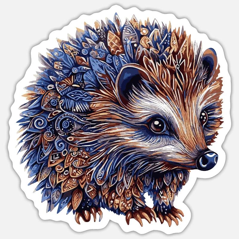 Igel Bunt - Sticker Größe S (10 x 10 cm) - Mattweiß