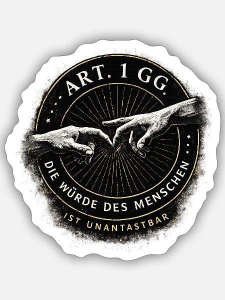 Würde des Menschen – Art 1 GG - Sticker Größe S (10 x 10 cm) - Mattweiß