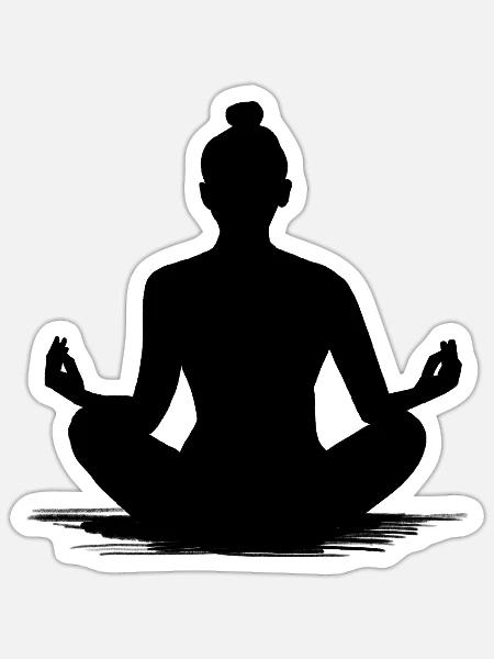 Silhouette Meditierende Frau Yoga - Illustration - Sticker Größe S (10 x 10 cm) - Mattweiß
